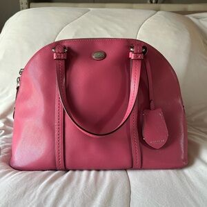 Coach Peyton Hot Pink Leather Cora Domed Satchel with Crossbody Strap
